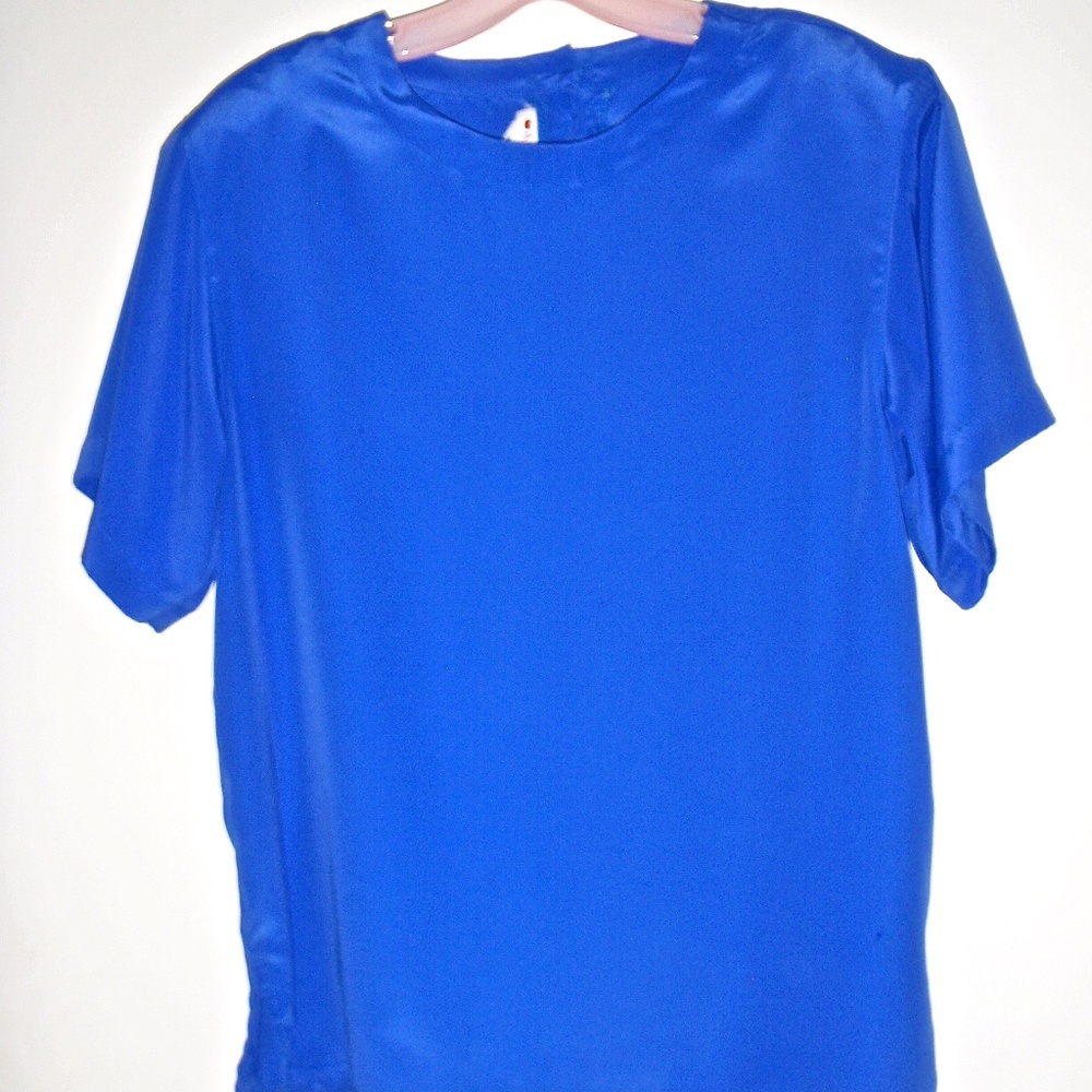 APPLESEED'S WOMENS ROYAL BLUE SHORT SLEEVED BLOUSE SIZE 14